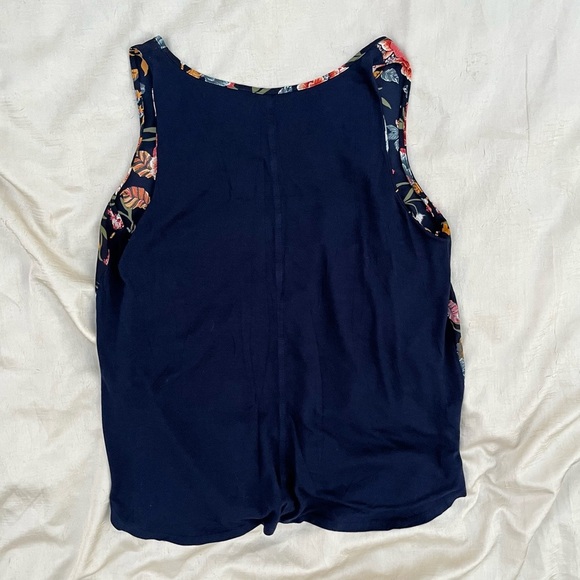 LOFT Navy Floral Sleeveless Blouse - Picture 4 of 7